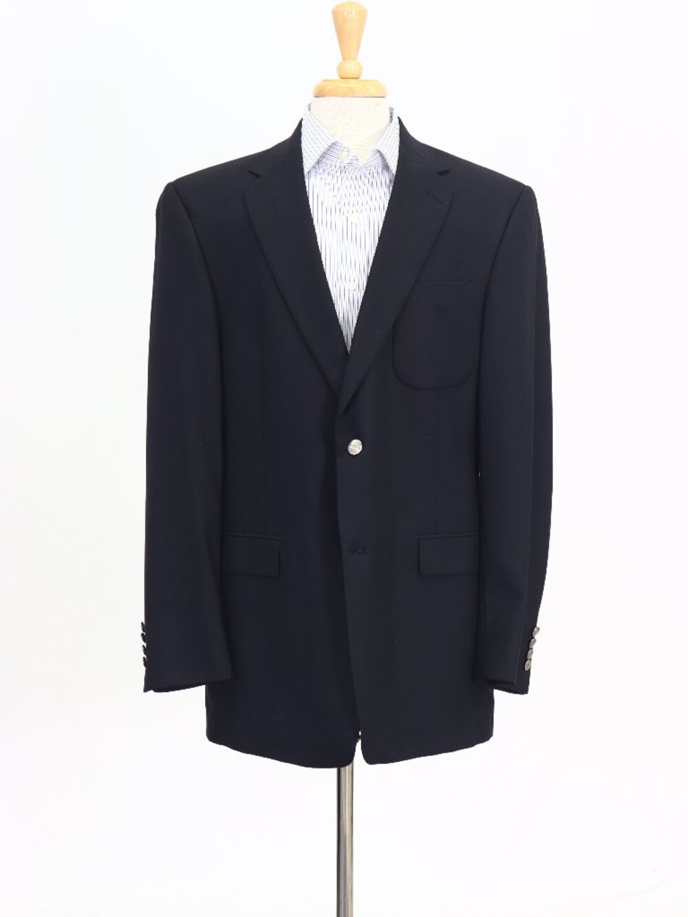 Hart Schaffner Marx Union Made 44L Black Blazer Sport Coat Jacket 2-Button Solid